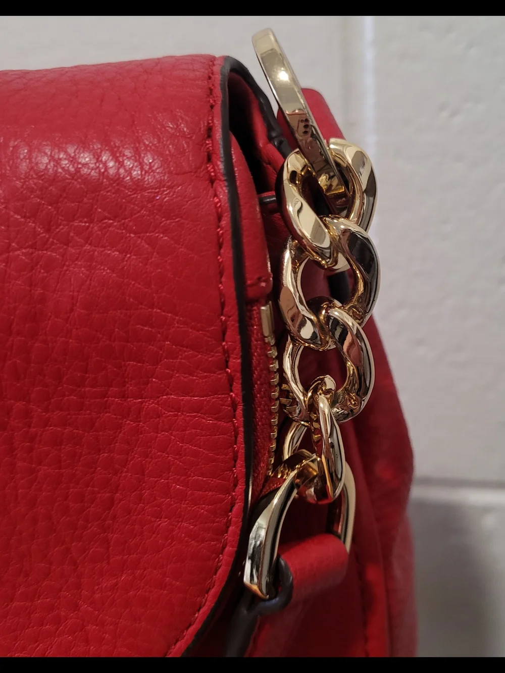 Michael Kors Red Leather Shoulder Bag with Tassel